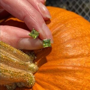 Sterling Silver 925 Post Square Possibly Peridot Earrings